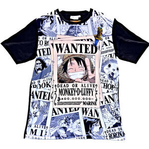 One Piece Monkey D Luffy Wanted Poster Shirt Size L Rare Anime Straw Hat Manga